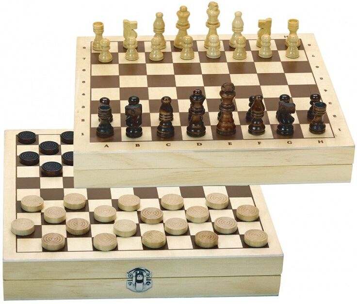Jeujura Coffret jeu échecs et dames en bois