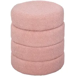 STILVORA Runder Fußhocker Polyester Pink Ø40x45 cm, Teddyfleece, belastbar bis 120 kg