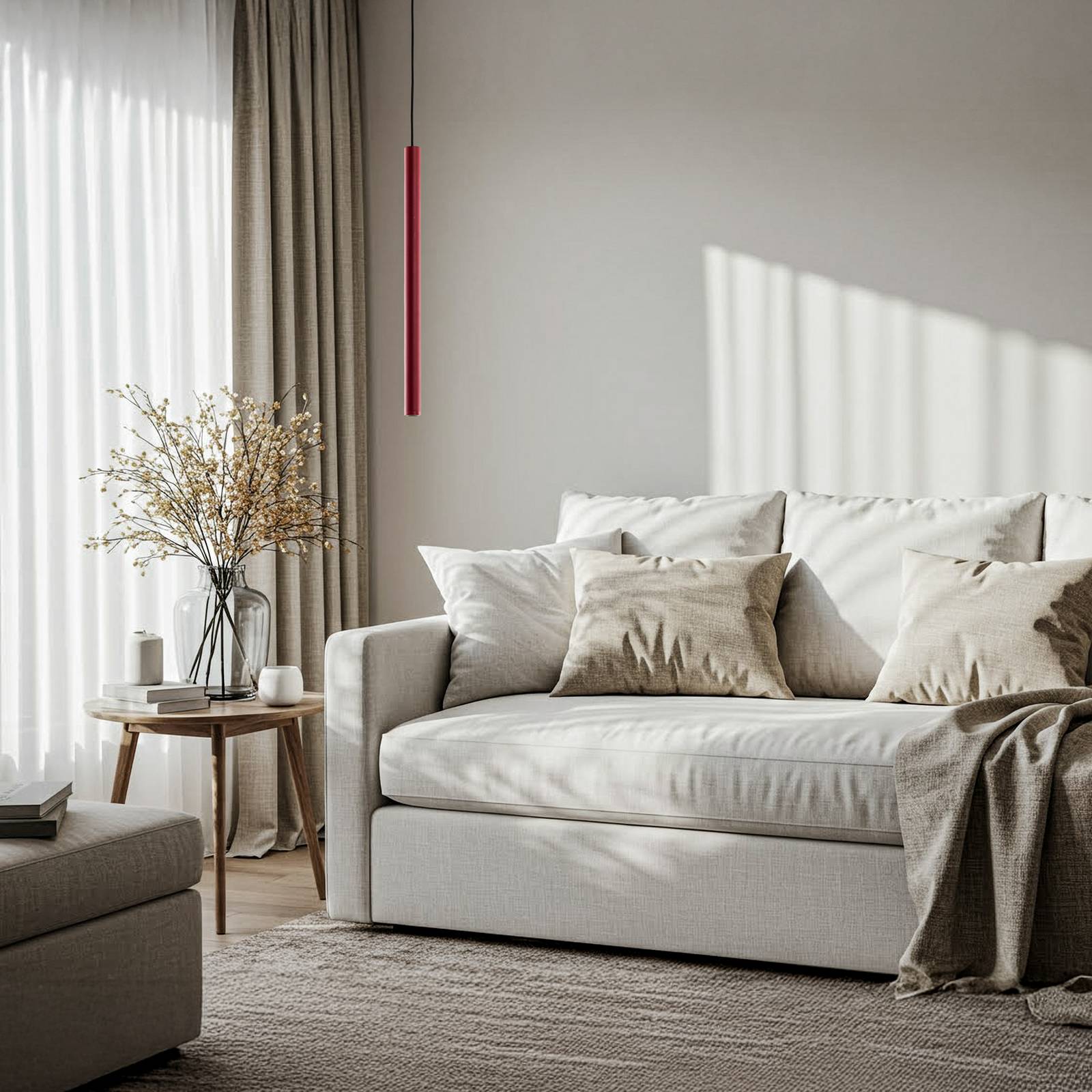 Hängelampe Rulo Argon, rot, für Wohn- / Esszimmer, Metall