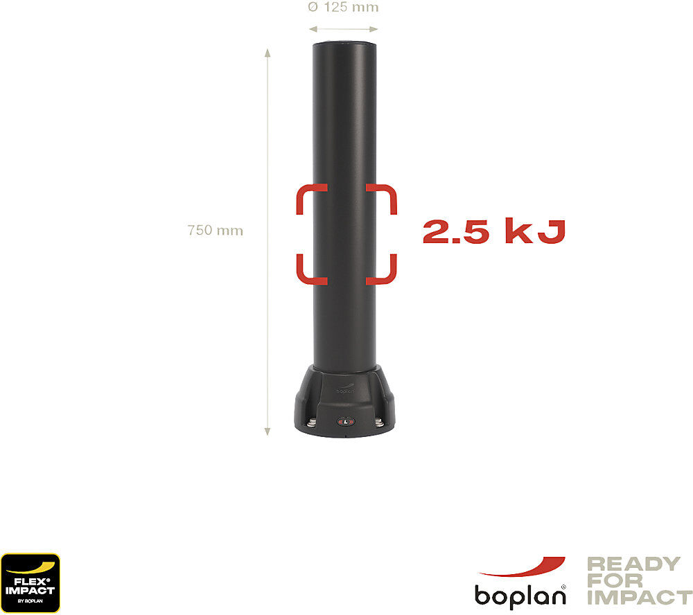 Rammschutz-Poller 125L, Höhe 750 mm, verzinkte Platte, schwarz Boplan