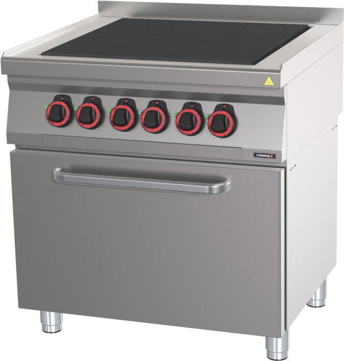 Casselin Fornello Elettrico 4 Piastre con Forno Elettrico Ventilato GN 2/1 80