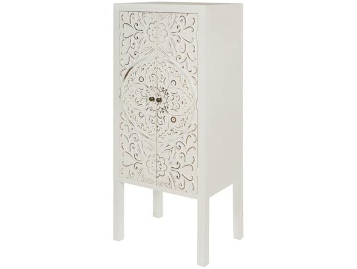My Flair Kommode Felicitas - Schrank mit 2 Türen, FSC-Holz, 127x53x39 cm Shabby Chic Regalschrank in Weiß/Natur – fertig montiert – Mandala-Schnitzerei – für Wohnzimmer, Büro & Flur