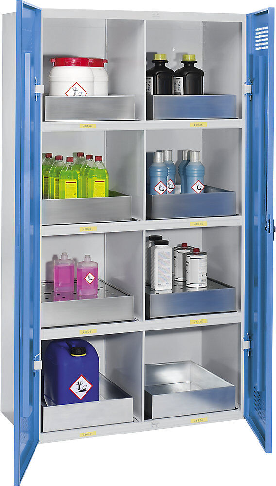 Umweltschrank, Fächerschrank, 8 Wannenböden, HxBxT 1950 x 1000 x 530 mm eurokraft pro