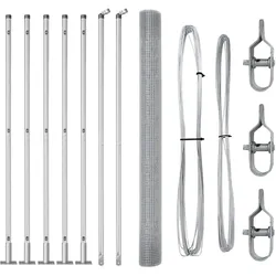 vidaXL Zaunpfosten Silber 10 x 1,5 m (16 x 16 mm Gitter) Stahl