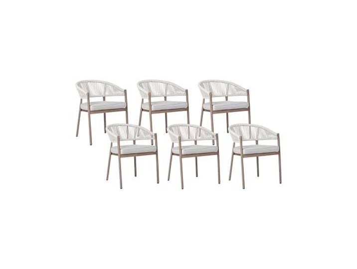 Beliani Gartenstühle 6er Set Aluminium witterungsbeständig dunkler Holzfarbton Flavia
