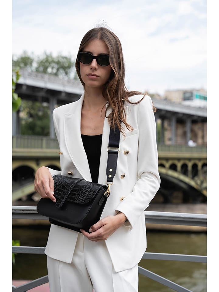 maison héritage PARIS Leder-Umhängetasche "Monica" in Schwarz - (B)23 x (H)14 x (T)7 cm - onesize
