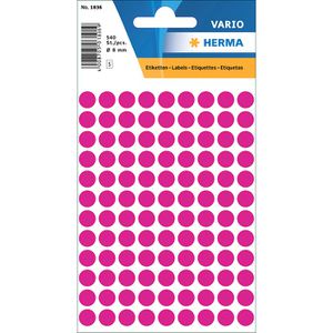 Herma 1836 Heftetiketten pink Ø 8mm 540 Stück