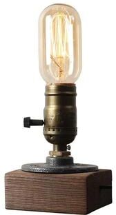 Uplifted Goods Wood Table Lamp With Option For Bulb with Bulb uk