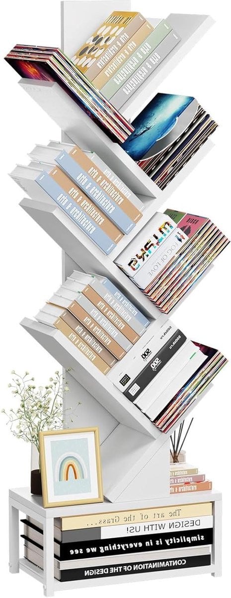 Boom boekenplank ladder organizer wit, Hoogte: 111,5 cm