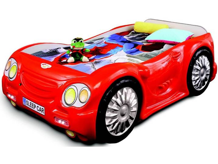 JVmoebel Autobett Rotes Kinderbett im Sportwagen-Design aus hochwertigem Kunststoff