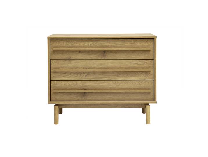 Commode finition bois chêne 3 tiroirs L90 cm YSEULT