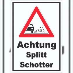 HB-Druck Aufkleber Achtung Splitt Schotter A0 (841x1189mm)