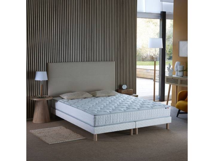 Pack matelas ressorts sommier couette oreillers 2x80x200 blanc