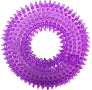 Multicon Wholesale Hub Natural TPR Rubber Dog Chew Toy Interactive Squeaky Thorn Ring For Puppy Teeth Cleaning And Grinding purple