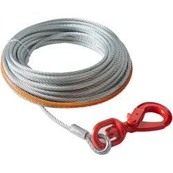 VEVOR Windenseil aus verzinktem Stahl, 3/8 Zoll x 22,86 m, 6894,6 kg Bruchfestigkeit, Drahtwindenseil mit Drehhaken, Abschleppseil, robust, universell passend für SUV, großes Geländefahrzeug, LKW