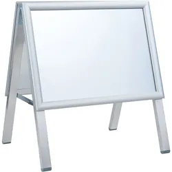 Kundenstopper SOLID-STOP A3 Outdoor, 25 mm Profil, Gehrungsecken Querformat | silber, Aluminium