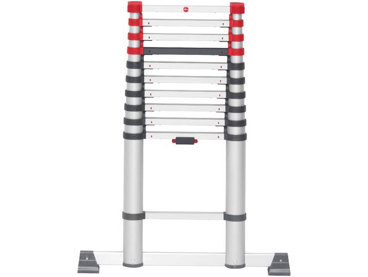 Teleskopleiter HAILO FlexLine , grau (aluminiumfarben), B:47cm H:99cm L:9cm, Aluminium, Leitern, Teleskopleiter, Alu-Sicherheits-Teleskopleiter 11 Sprossen
