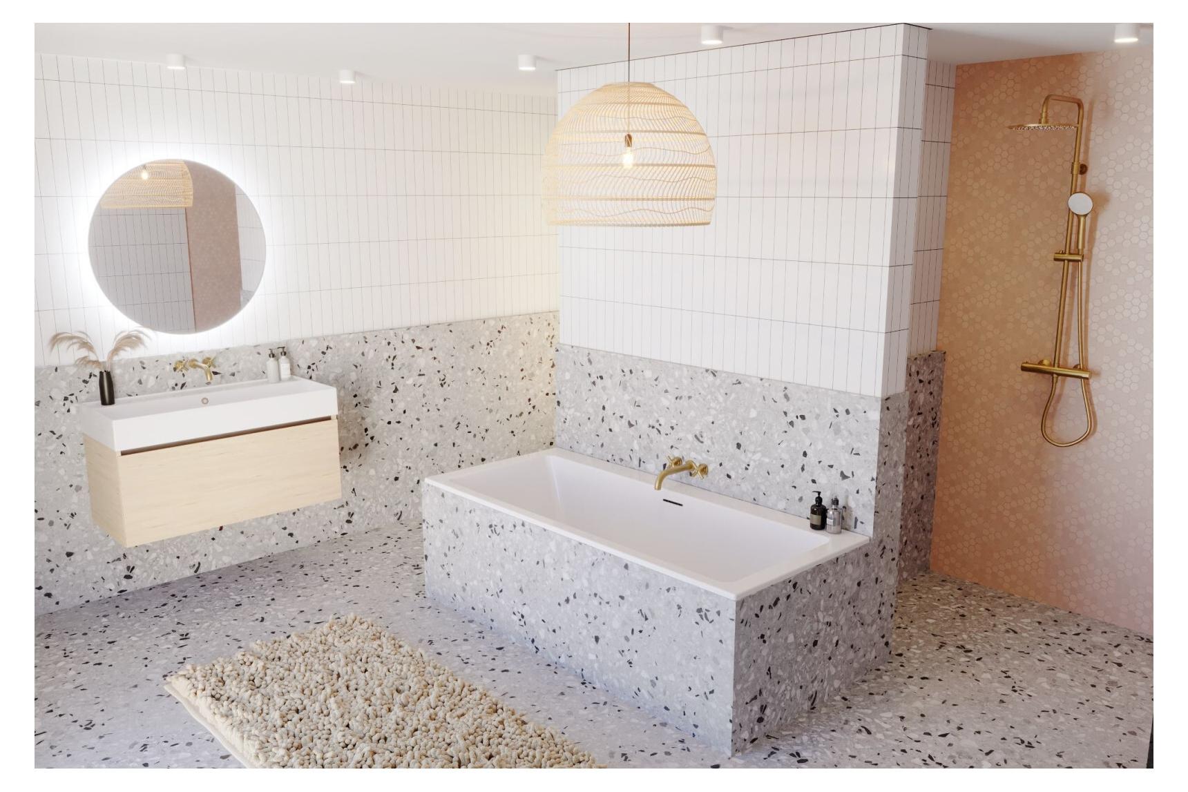RIHO Rethink Cubic Wall Rechteck-Badewanne, mit Riho Fall, Wandausführung, 180x80x47,5cm, B160002105