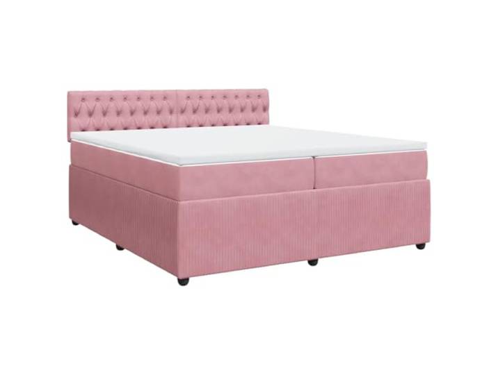 vidaXL Boxspringbett mit Matratze Rosa 200x200 cm Samt