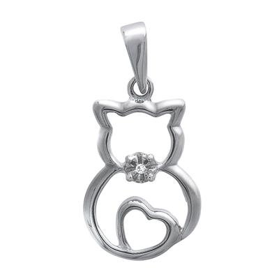 Kettenanhänger FIRETTI "Schmuck Geschenk Silber 925 Halsschmuck Anhänger Katze", bunt (silberfarben, weiß, weiß), Schmuckanhänger, Damen, Silber 925 (Sterlingsilber), 1 g, Kettenanhänger, mit Zirkonia (synth.)