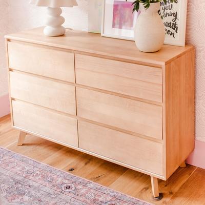 Max & Lily Scandinavian 6-drawer Wood Wide Dresser