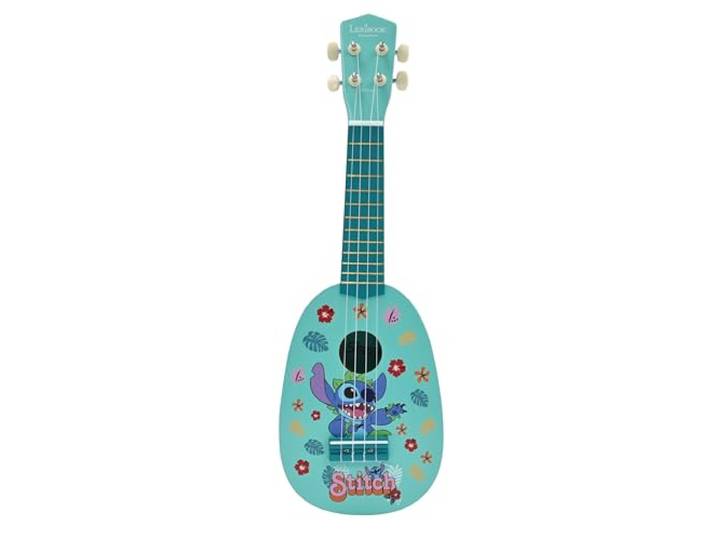 Lexibook, Disney Stitch, Mijn eerste houten ukelele, 4 nylon snaren, 53 cm, inclusief handleiding, Blauw, K230D