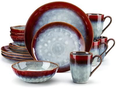 vancasso Starry Flambe Glaze Vintage 16-Piece Dinnerware Set