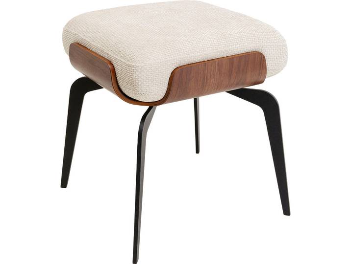Kare-Design Hocker, Braun, Creme, Schwarz, Holz, Metall, Buche, massiv, quadratisch, 45x50x45 cm, Wohnzimmer, Hocker, Sitzhocker