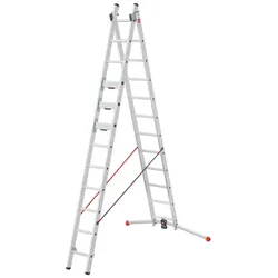 Hailo Sprossenschiebeleiter S110 Pro mit innovativen 3 Dreh-Stufen mit großer Standfläche 2x12 Sprossen