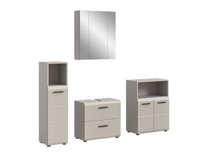 xonox.home – Badkombination Ice 180x185x30 cm in Kaschmir Melamin & matt – Großzügiges Set aus FSC-zertifiziertem Holzwerkstoff – Modernes Design, viel Stauraum & besonders Pflegeleichte Oberflächen