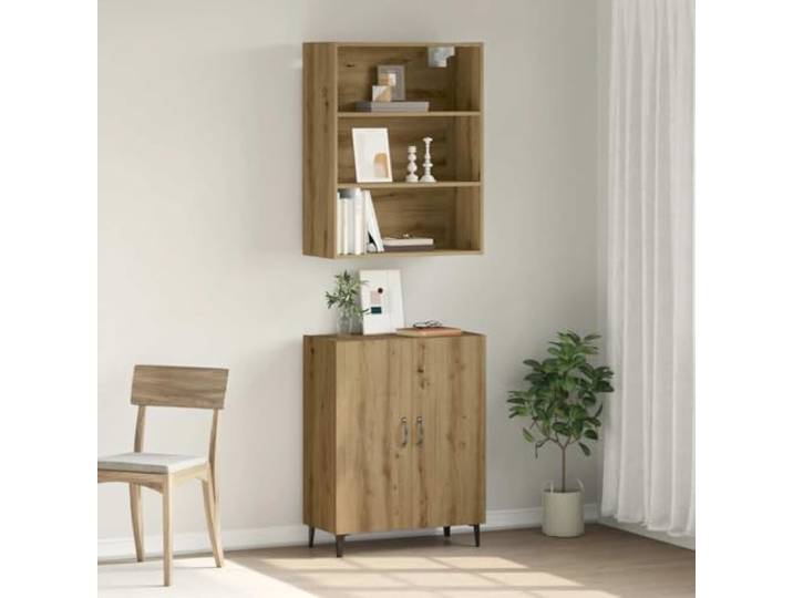 KTHLBRH Sideboard mit Hängeschrank Eiche Handwerk 69,5 x 34 x 180 cm Robuste Spanplatte, großer Stauraum, leicht zu reinigen, 2 Stück