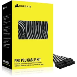 Corsair Premium Individually Sleeved DC Cable Pro Kit, Type 5 (Generation 5), BLACK/WHITE, Interne Kabel (PC)