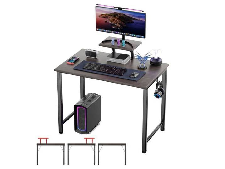 Bureau Gamer - Bureau informatique avec Support d'écran étagère et Support pour casque d'écoute - 100x50x75 cm