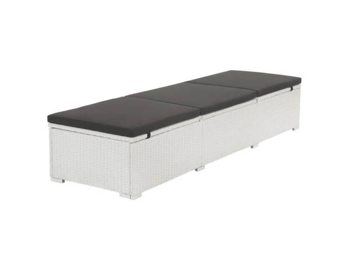Chaise longue avec coussin Résine tressée Blanc