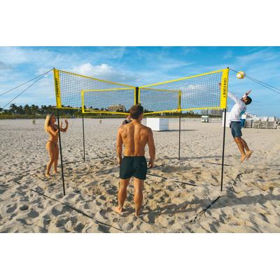 Volleyballnetz "und Beachballnetz Crossnet", gelb, CROSSNET DISTRIBUTED BY HAMMER, Sport-Netze, B/H/L: 440cm x 240cm x 440cm, Kunststoff, mit Transporttasche (Rucksack), B:440cm H:240cm L:440cm