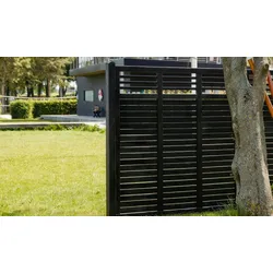 Decora Einzeltor - Zauntür aus Kiefern-/ Fichtenholz in der Farbe Schwarz - Sichtschutztür im Maß 100 x 180 cm - Tür für Sichtschutzzaun im Garten