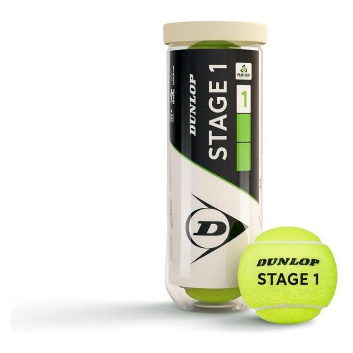 Dunlop Grüne Tennisbälle der Stufe 1 - 3er-Pack - ITF-zertifiziert - für Anfänger und Kinder (60677781)