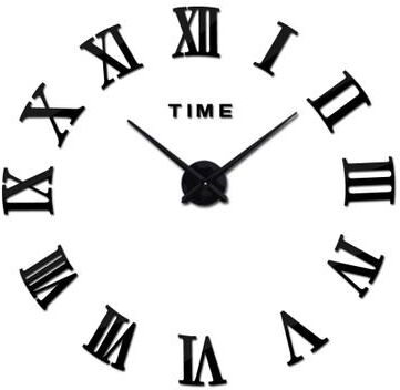 Uplifted Goods Contemporary 3D Oversized DIY Mirror Wall Clock 033 Black 1.97 2.95 Ft 3d
