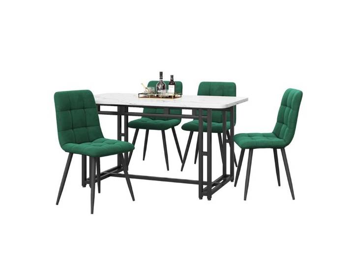 Ensemble table et chaises Cuisine moderne Set Table de repas 120x70cm Table de repas noir doté de 4 chaises Set