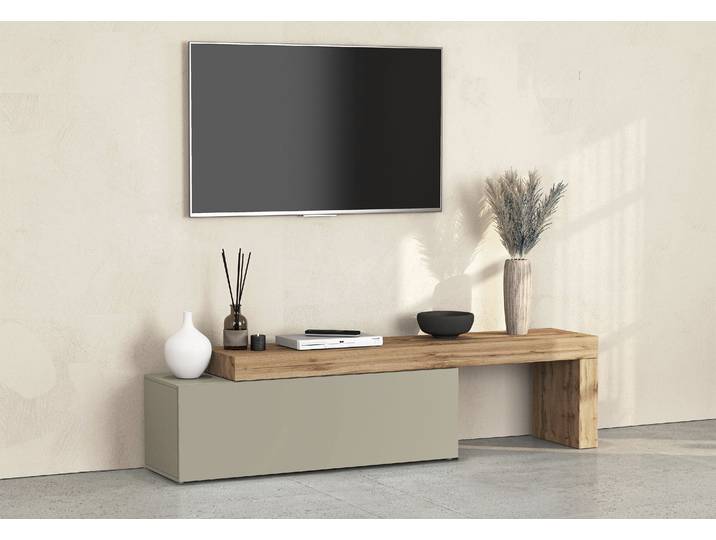 Lowboard GOODPRODUCT Lowboard Chronos TV-Board, TV-Schrank , braun (taube, eiche wotan), B:240cm H:51cm T:40cm, Sideboards, Lowboard, Breite 240 cm TV-Board,Lowboard,1 Klappe und ein L-Förmiger Aufsatz