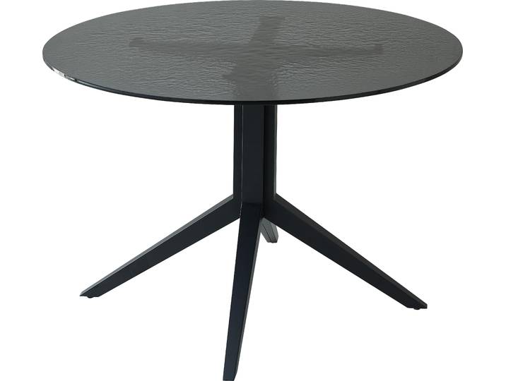 Esstisch LEANO mit schwarzer Sicherheitsglasplatte und Metallgestell, Water Ripple Effekt