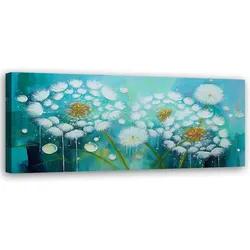 WANDBILD löwenzahn pflanzen blumen türkis
