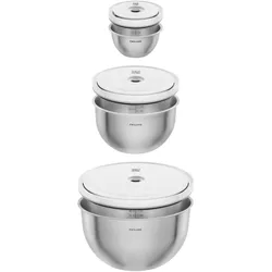 Zwilling 6tlg. Fresh & Save Bowls Vakuumschüssel Set, Vorratsbehälter, Silber, Weiss