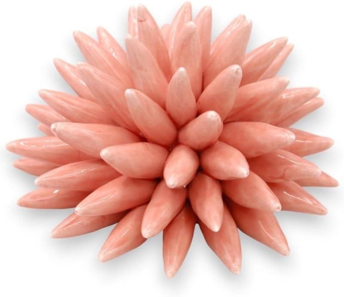 Handgemaakt keramiek decoratie beeldje Zee-egel Roos - Doorsnede: 13 cm