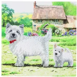 Craft Buddy Westie, 18x18cm Crystal Art Card