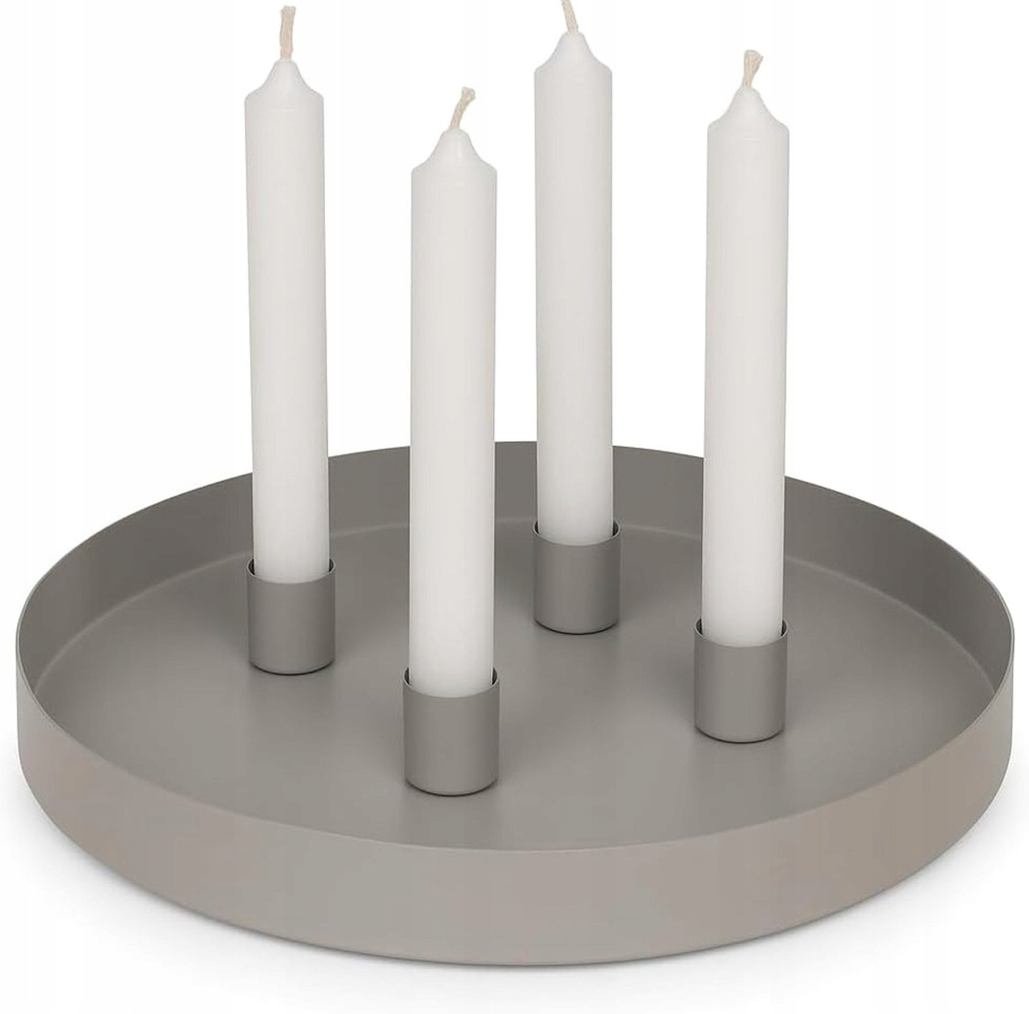 Decoratieve Metalen Ronde Schaal 25cm Grijs - Stijlvolle Kaarsenhouder voor Pillar kaarsen