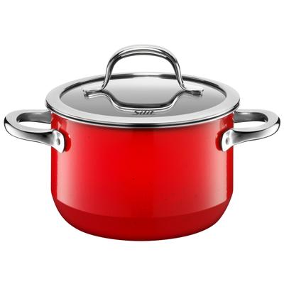 Fleischtopf SILIT "Passion red, Kochtopf Induktion schneid- und kratzfest", rot, H:10,6cm Ø:16cm, Töpfe, Fleischtopf, für alle gänigen Herdarten geeignet, Made in Germany