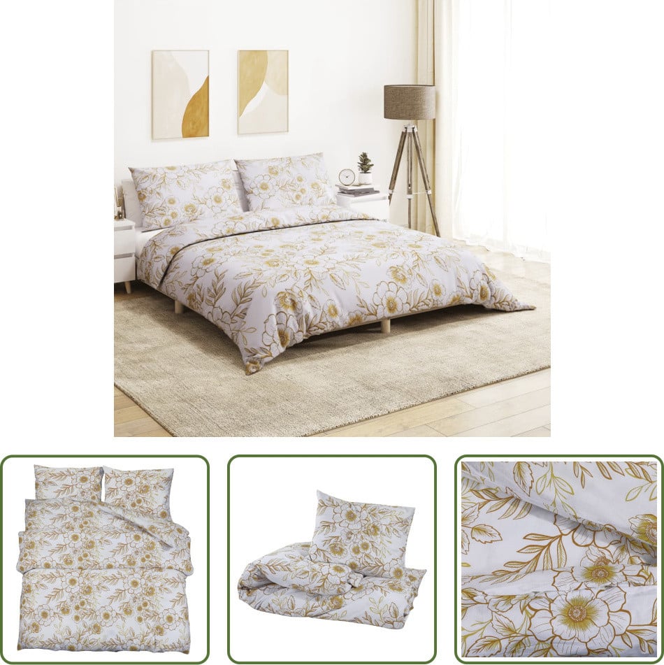 The Living Store beddengoedset wit en bruin, 220 x 240 cm, katoen