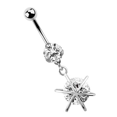 Bauchnabelpiercing ADELIA´S "Piercing Bauchnabelpiercing", silber, Piercings, Damen, onesize, Chirurgiestahl, mit 8 mm gefasstem Cubic Zirkonia und Anhänger