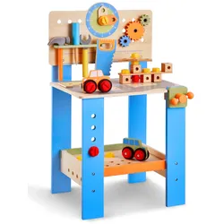 VEVOR Kinder Werkbank, 62-teilig, Holz-Werkzeugbank für Kinder ab 3 Jahren, Spielwerkzeuge Bauwerkzeuge mit realistischen Werkzeugen, Bauspielzeug-Set, kreatives und lehrreiches Konstruktionsspielzeug